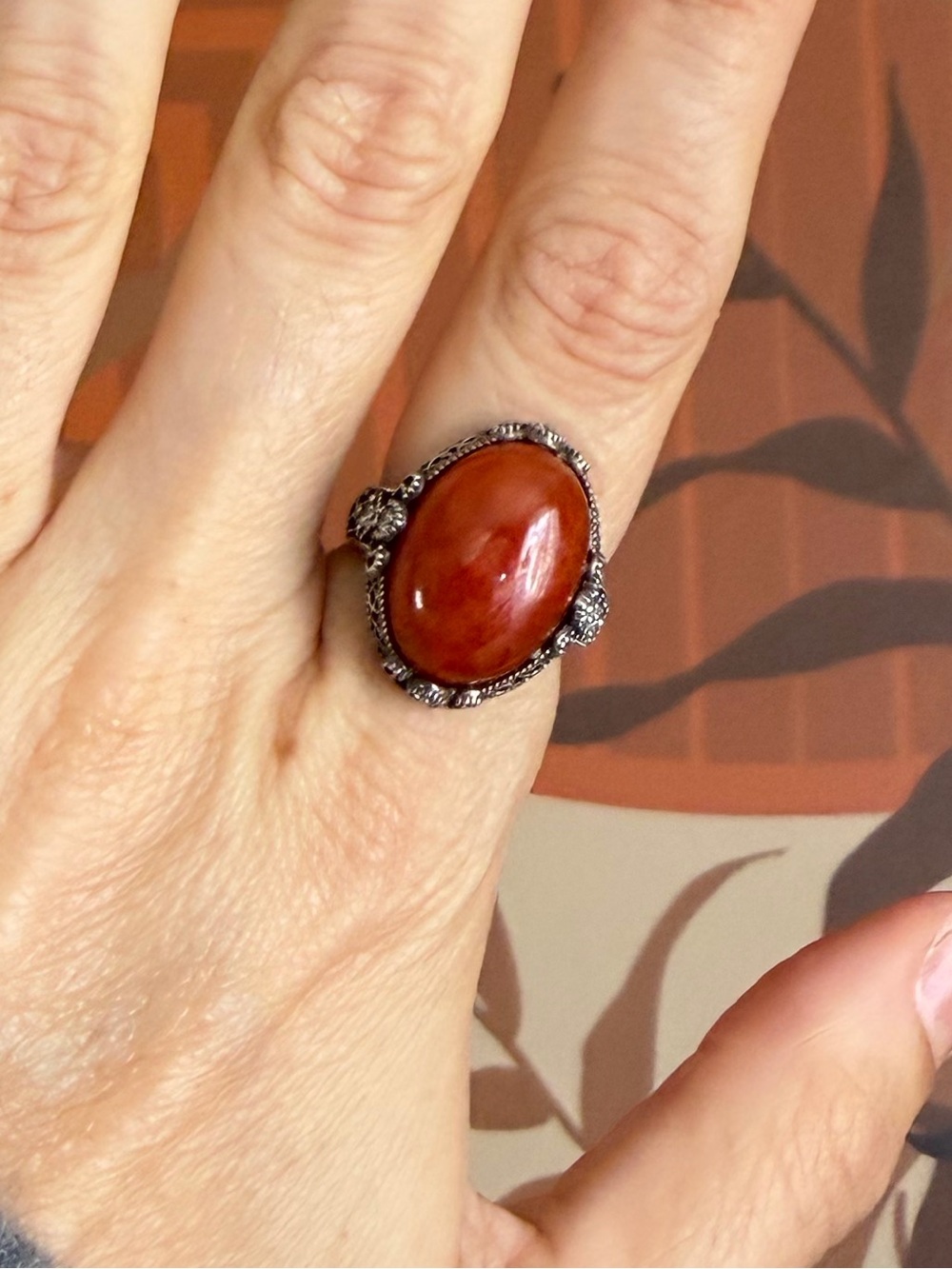 Vintage 925 Sterling Silver Filigree Statement Ring Size 6
